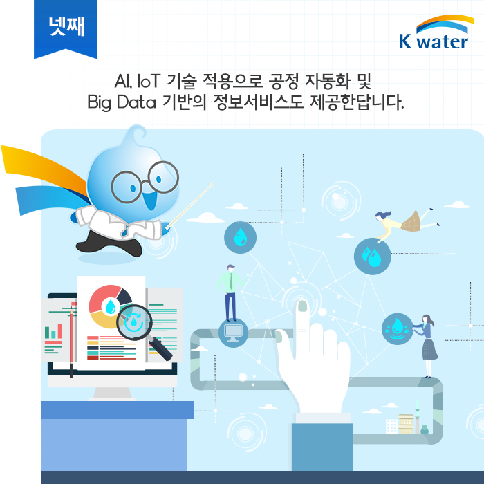 넷째, AI, IoT 기술 적용으로 공정 자동화 및 Big Data 기반의 정보서비스도 제공한답니다.