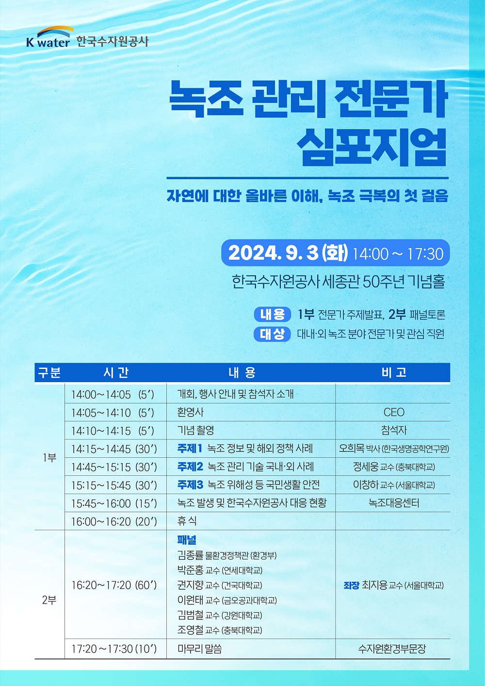 수자원공사 ‘녹조관리 전문가 심포지엄’ 개최 이미지[1]