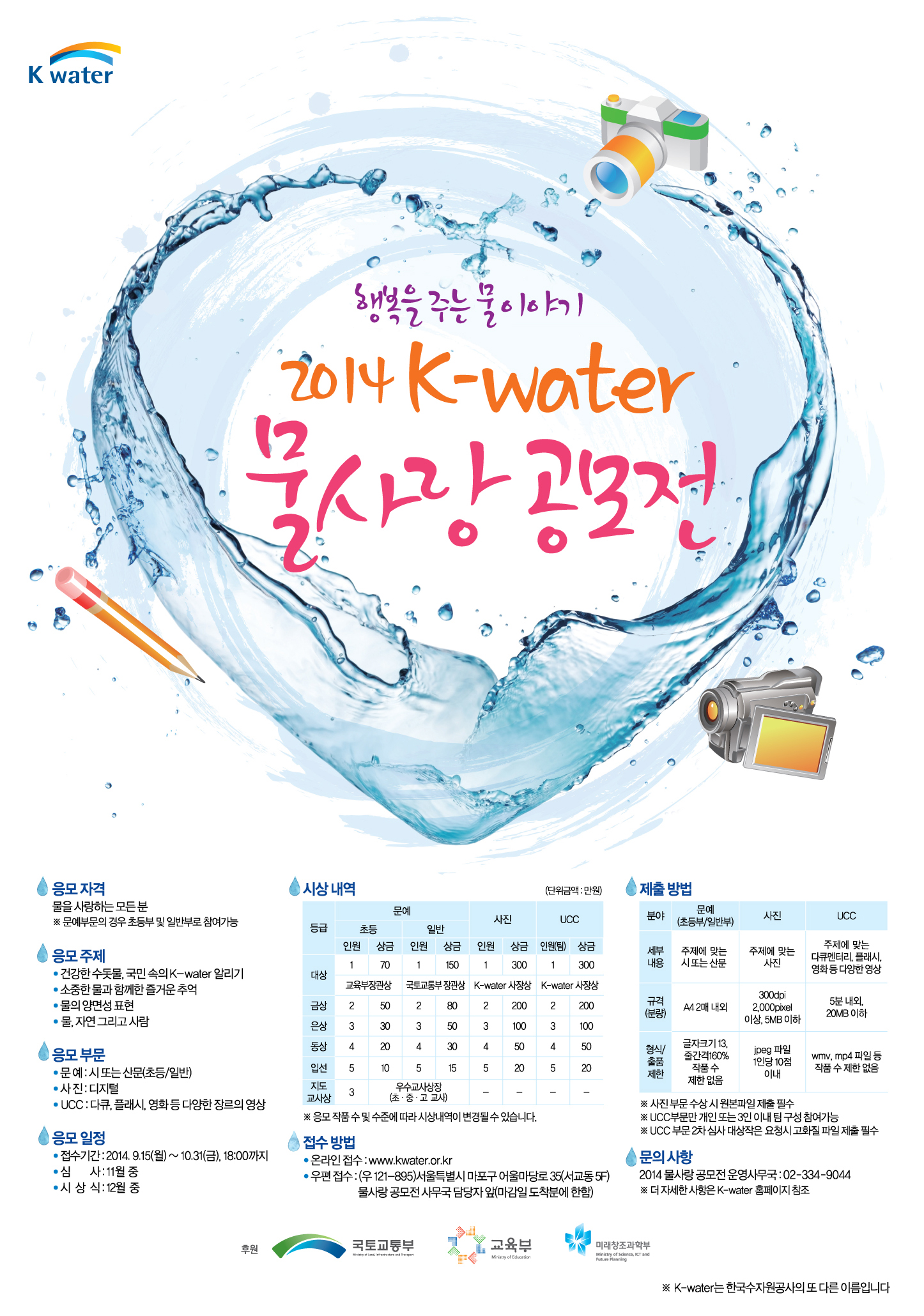 2014 K-water 물사랑 공모전 개최