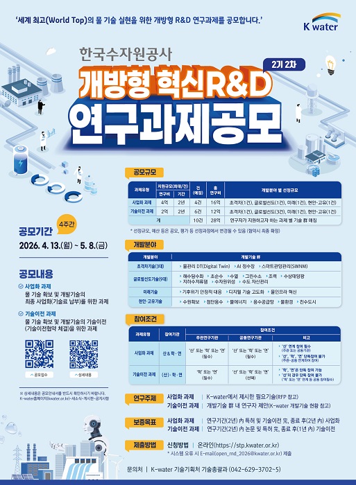 한국수자원공사, 미래 물기술 경쟁력 강화할 혁신 기술 찾는다 이미지[1]