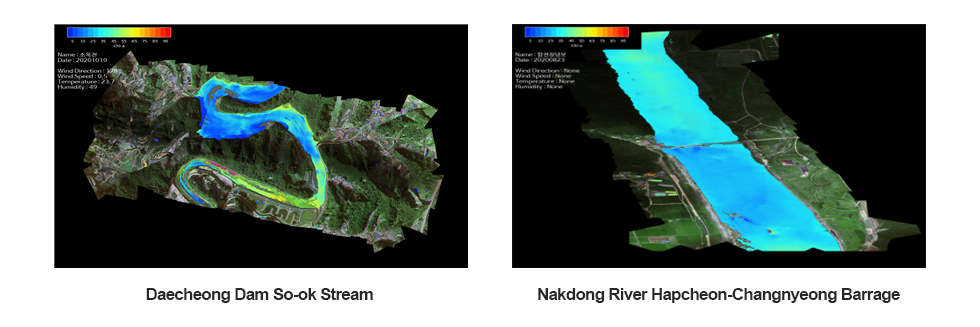 Unmanned Aerial Green Algae Monitoring Case (Daecheong Dam So-ok Stream  , Nakdong River Hapcheon-Changnyeong Barrage)
