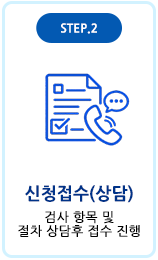 신청접수(상담) 검사 항목 및 절차 상담 후 접수 진행